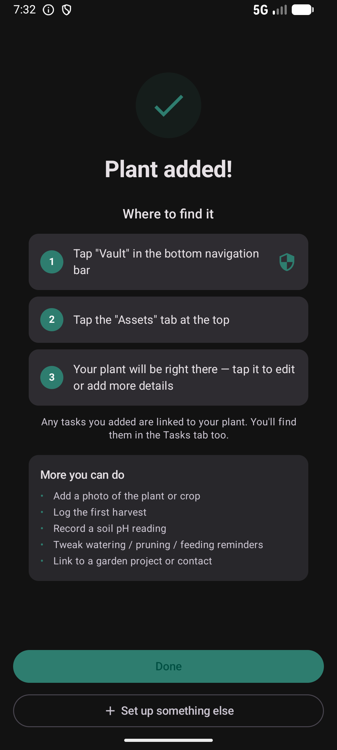 Plant wizard completion &mdash; plant added