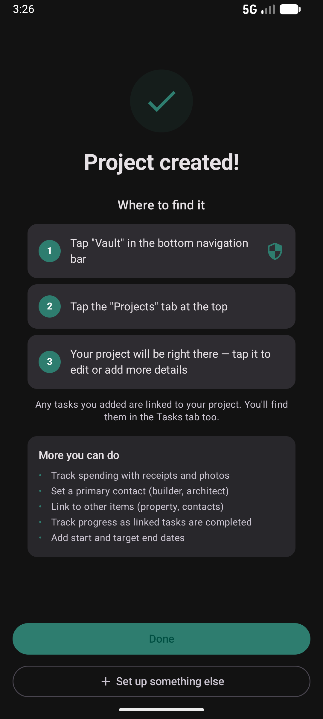 Project wizard completion — project created