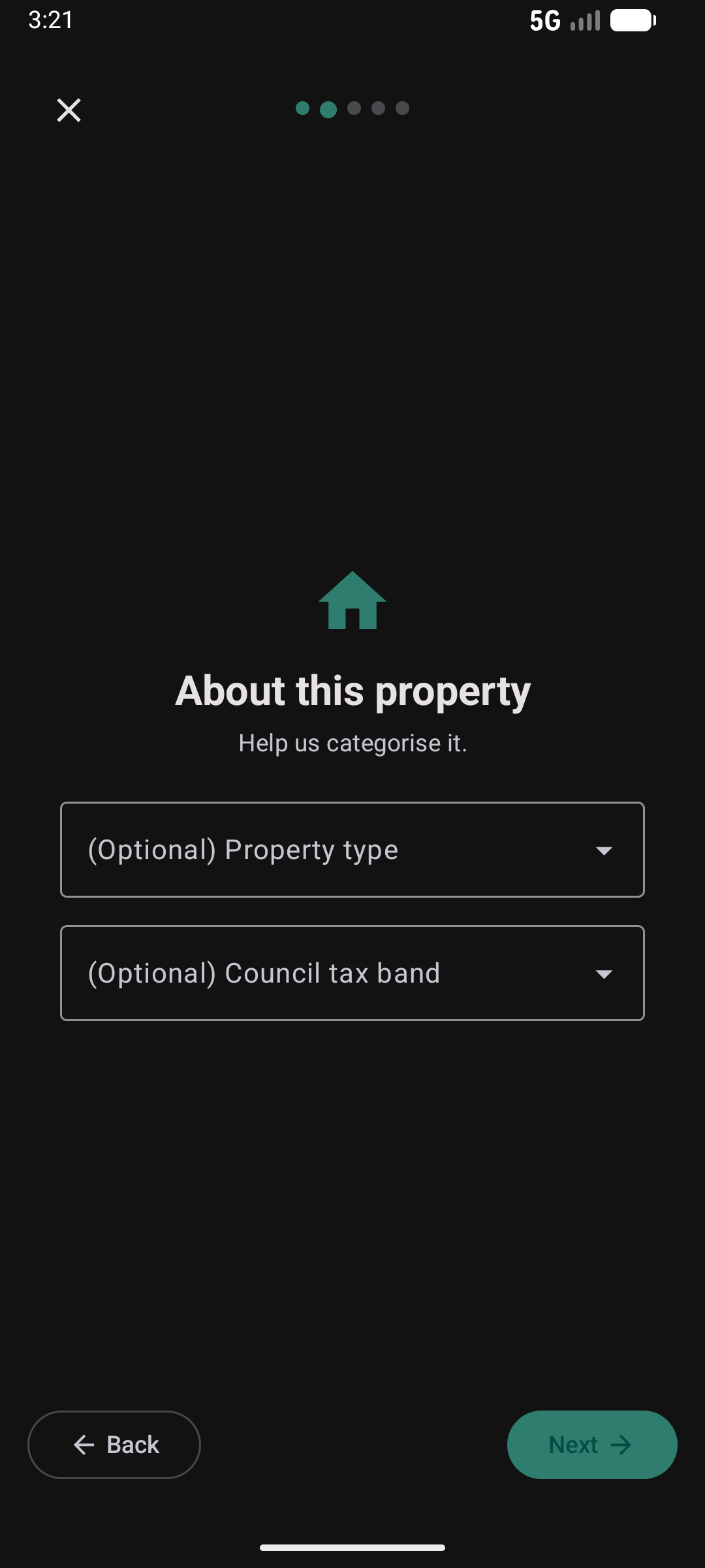 Property wizard step 2 — map pin