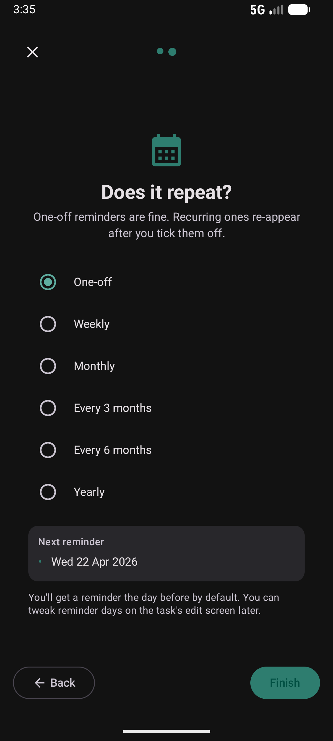Task wizard step 2 — does it repeat